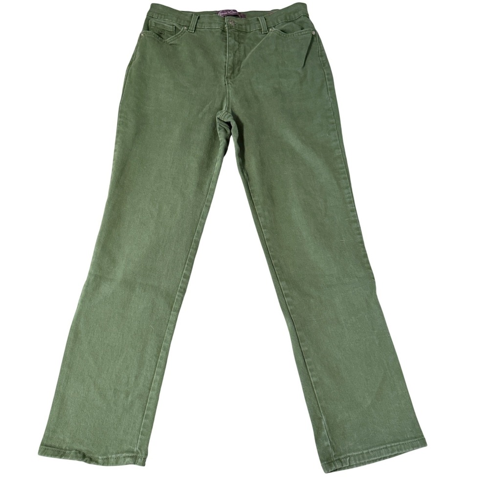 Gloria Vanderbilt Pants Womens 12 Green Amanda High‎ Rise Straight Leg Stretch